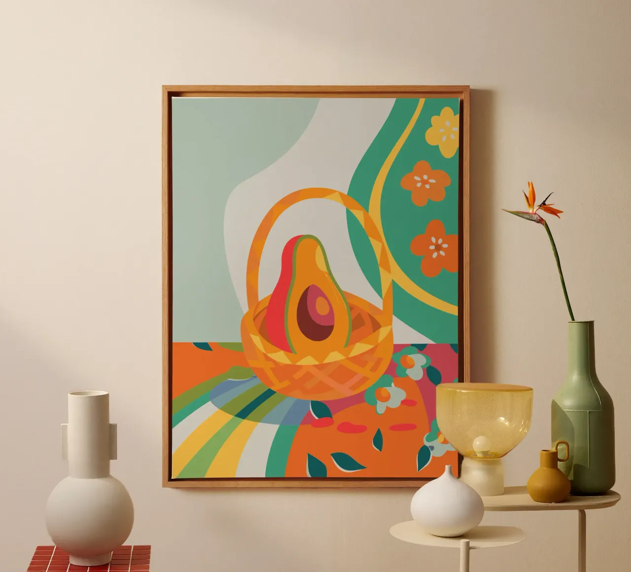 Avocado in un cestino tela con Cornice a cassetta da HAPPY SHOP