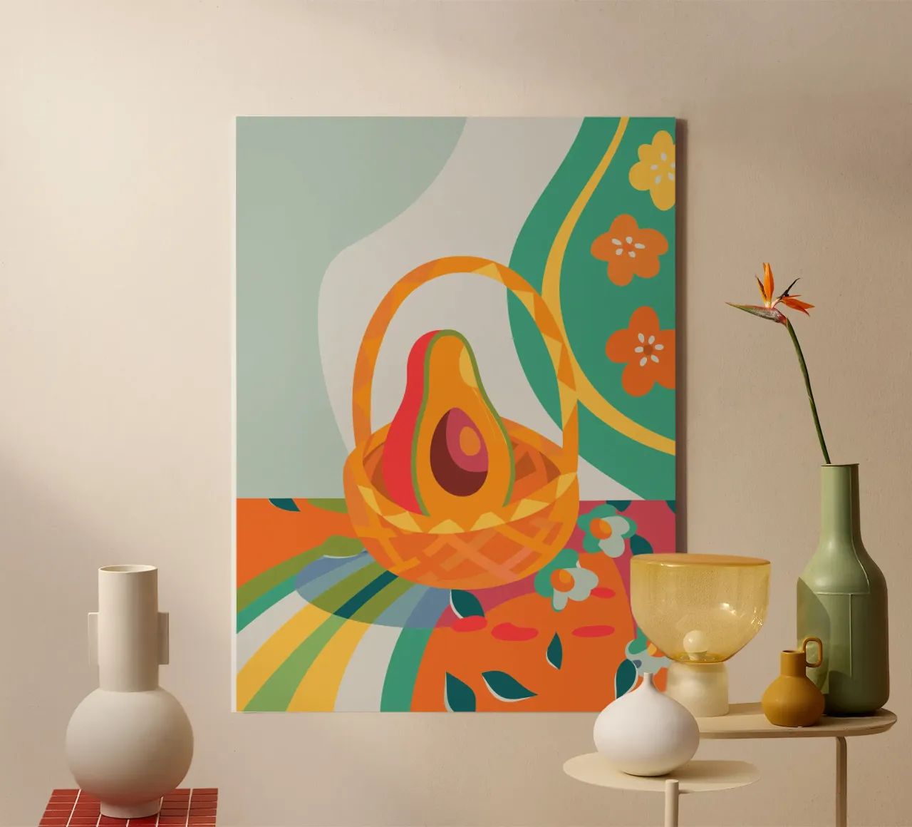 Avocado in un cestino tela con Cornice a cassetta da HAPPY SHOP