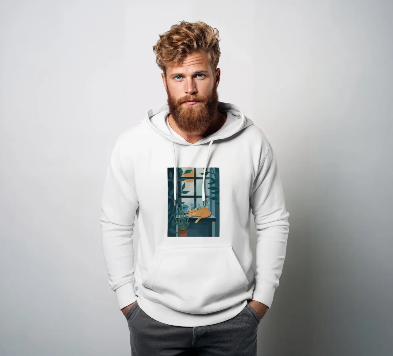 Cat on Window felpa con cappuccio da cafelab