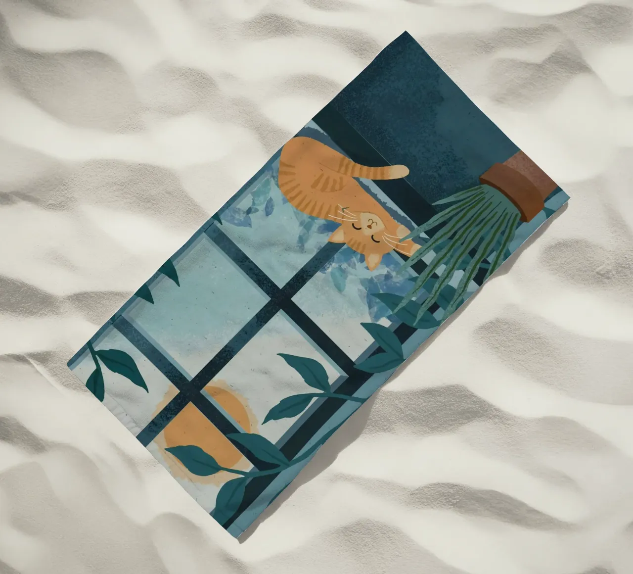 Cat on Window telo mare da cafelab