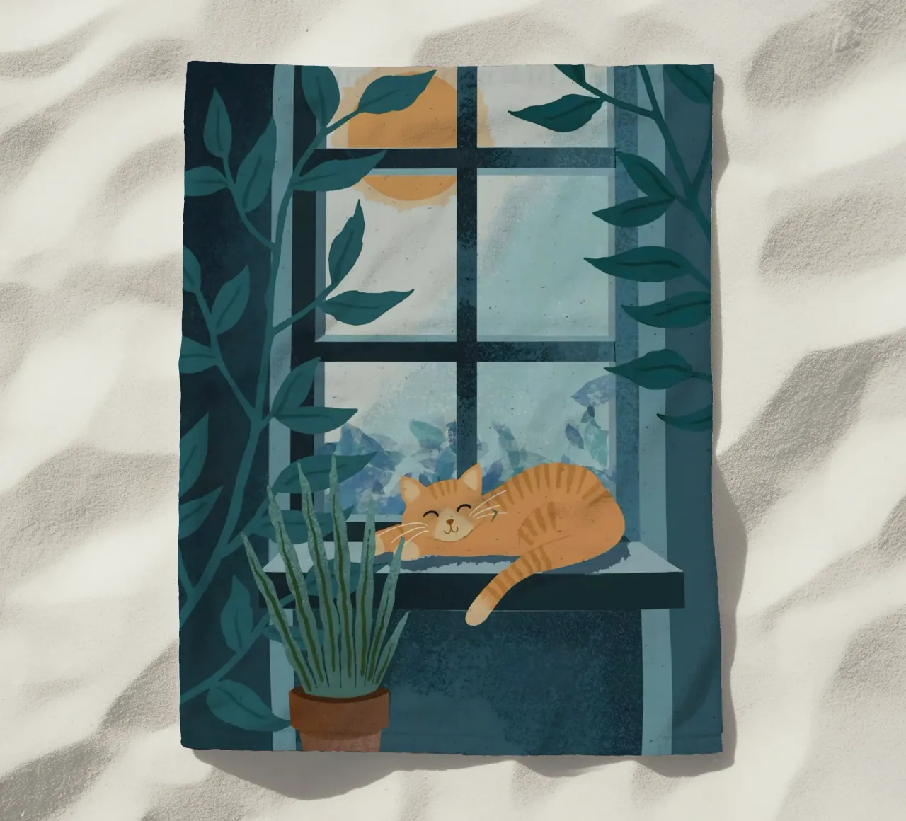 Cat on Window telo mare da cafelab