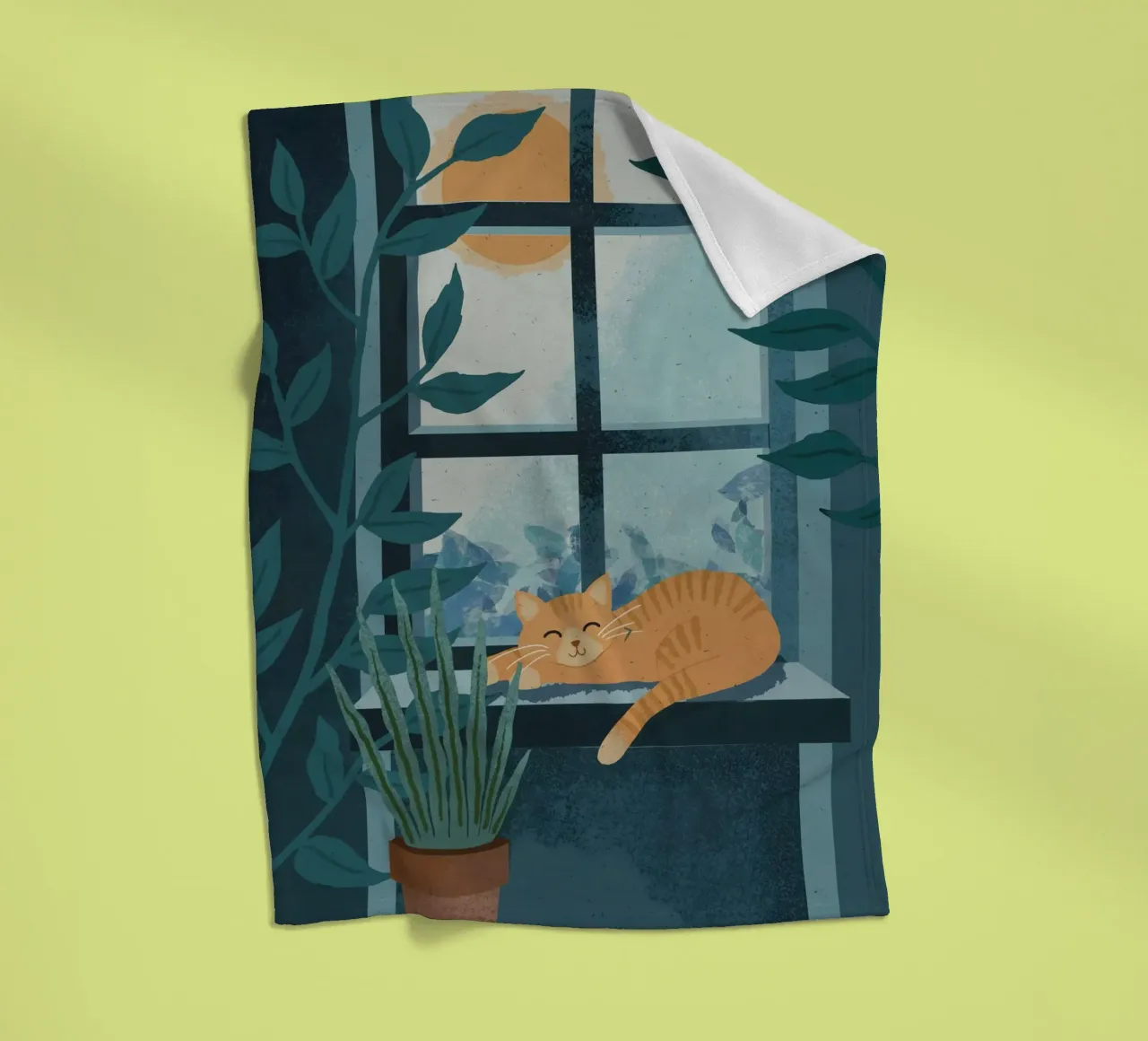 Cat on Window coperta in pile da cafelab