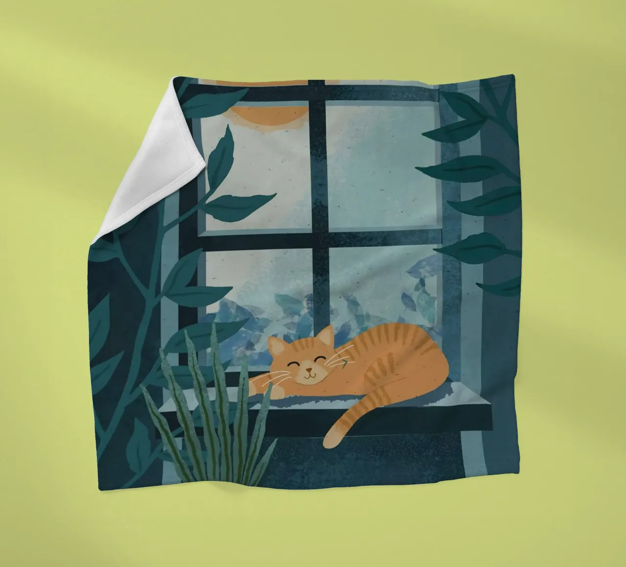 Cat on Window coperta in pile da cafelab