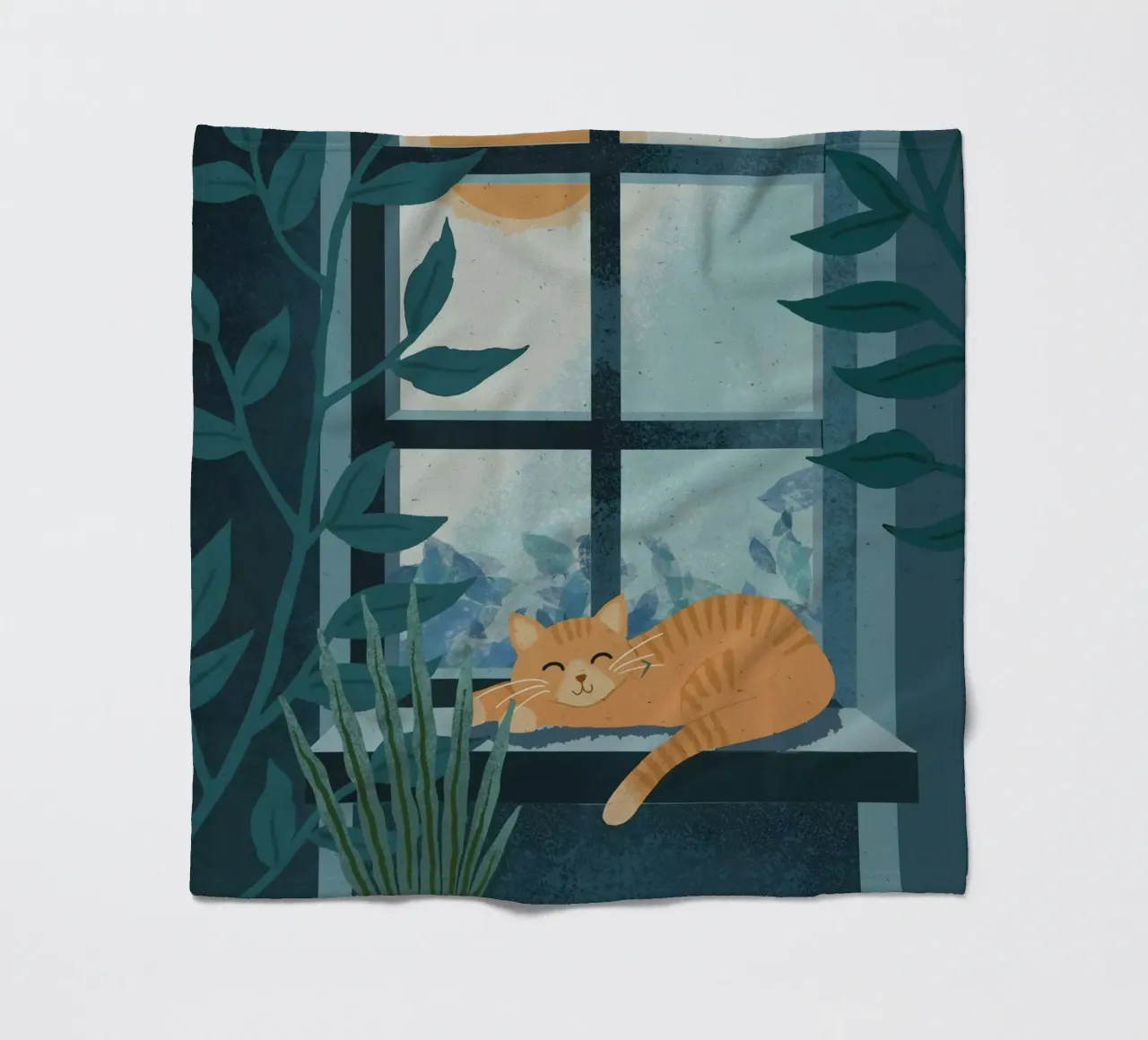 Cat on Window coperta in pile da cafelab