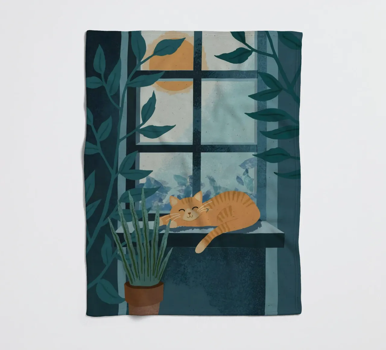 Cat on Window coperta in pile da cafelab