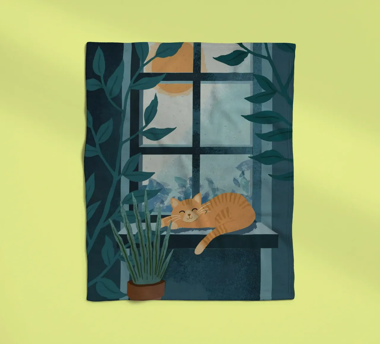 Cat on Window coperta in pile da cafelab