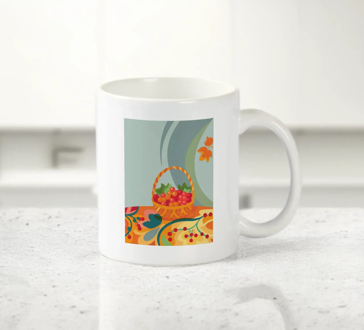 Uva rossa nel cesto tazza in ceramica da HAPPY SHOP