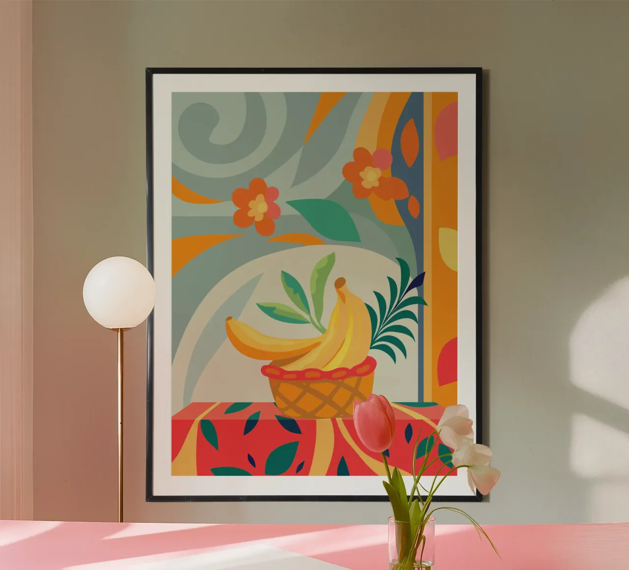 Plátanos en la cesta poster de HAPPY SHOP