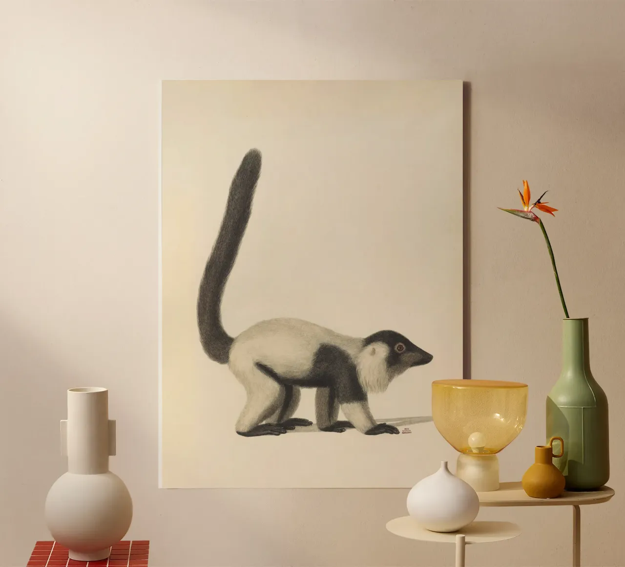 Four Legged Freak #1 canvas met Baklijst van vintagebotanics