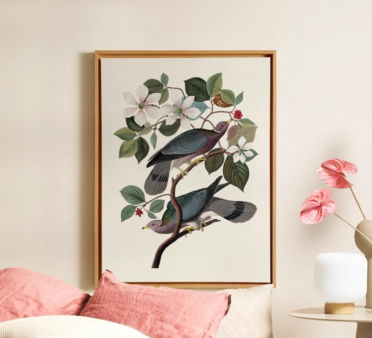 Audubon Band-tailed Pigeon tela con Cornice a cassetta da apoloprints