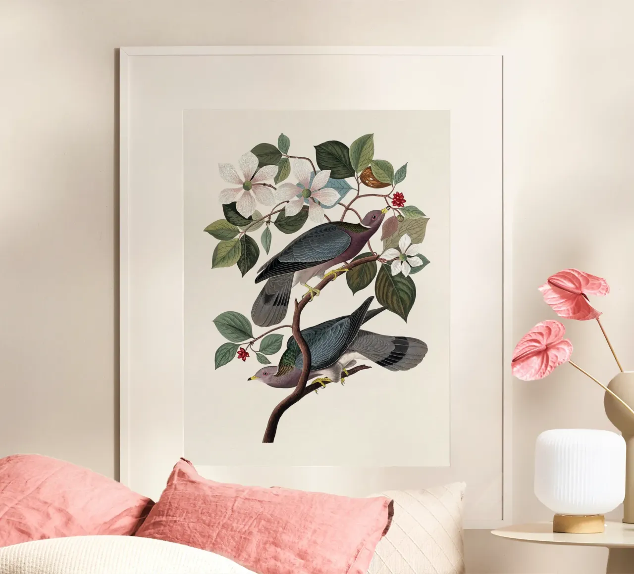 Audubon Band-tailed Pigeon poster con telaio in plastica da apoloprints