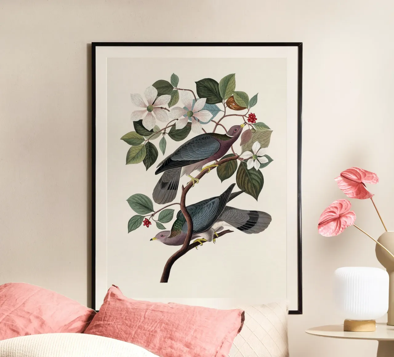 Audubon Band-tailed Pigeon poster con telaio in plastica da apoloprints