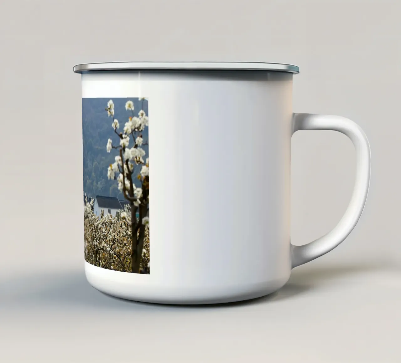 blossoming branches orchard tazza in smalto da Histrol