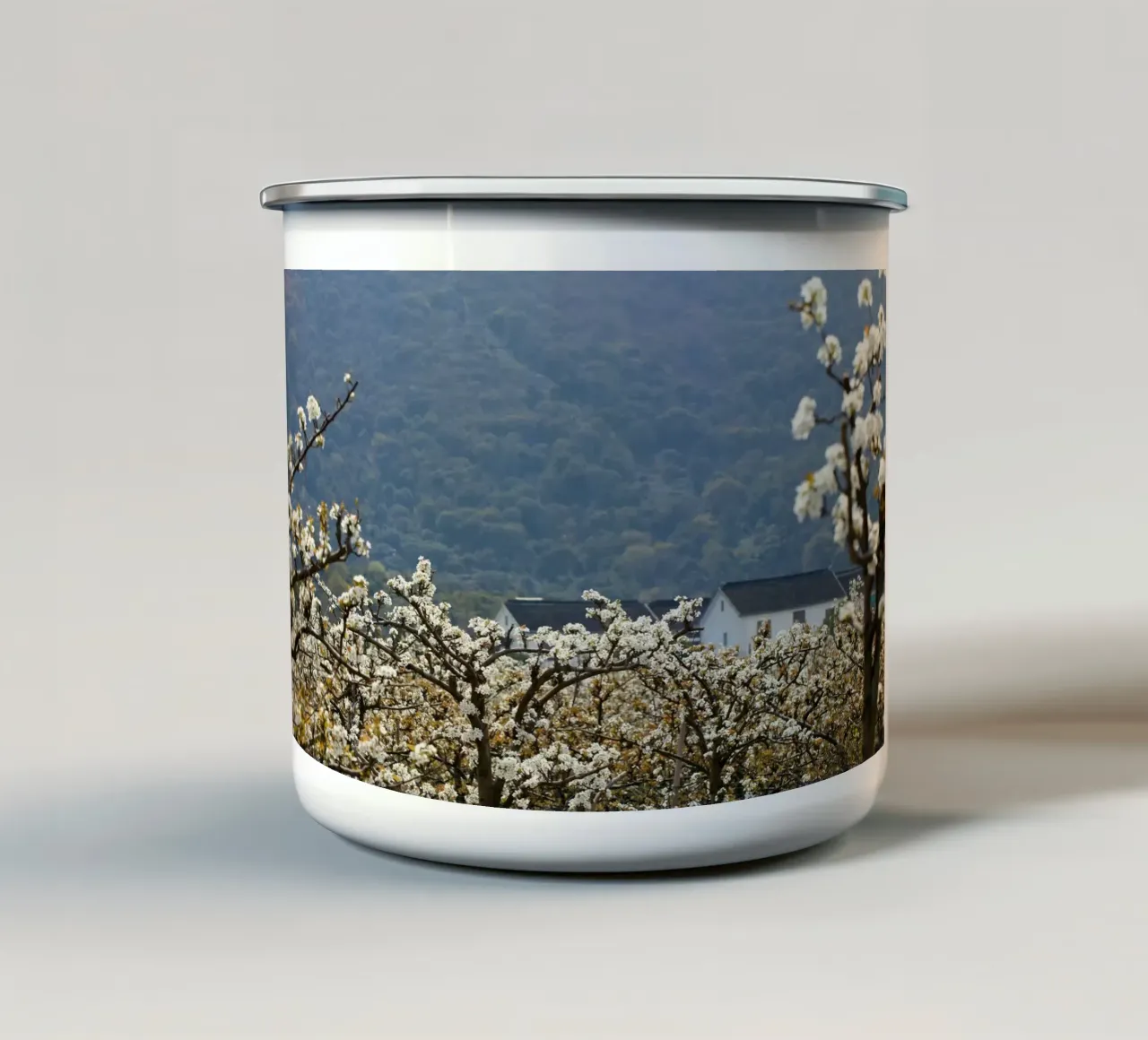 blossoming branches orchard tazza in smalto da Histrol