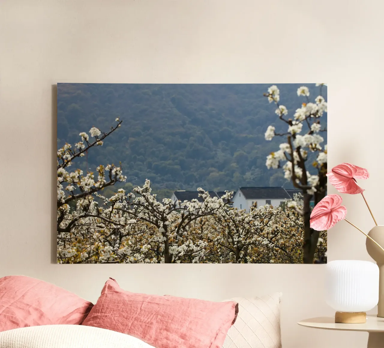 blossoming branches orchard tela con Cornice a cassetta da Histrol