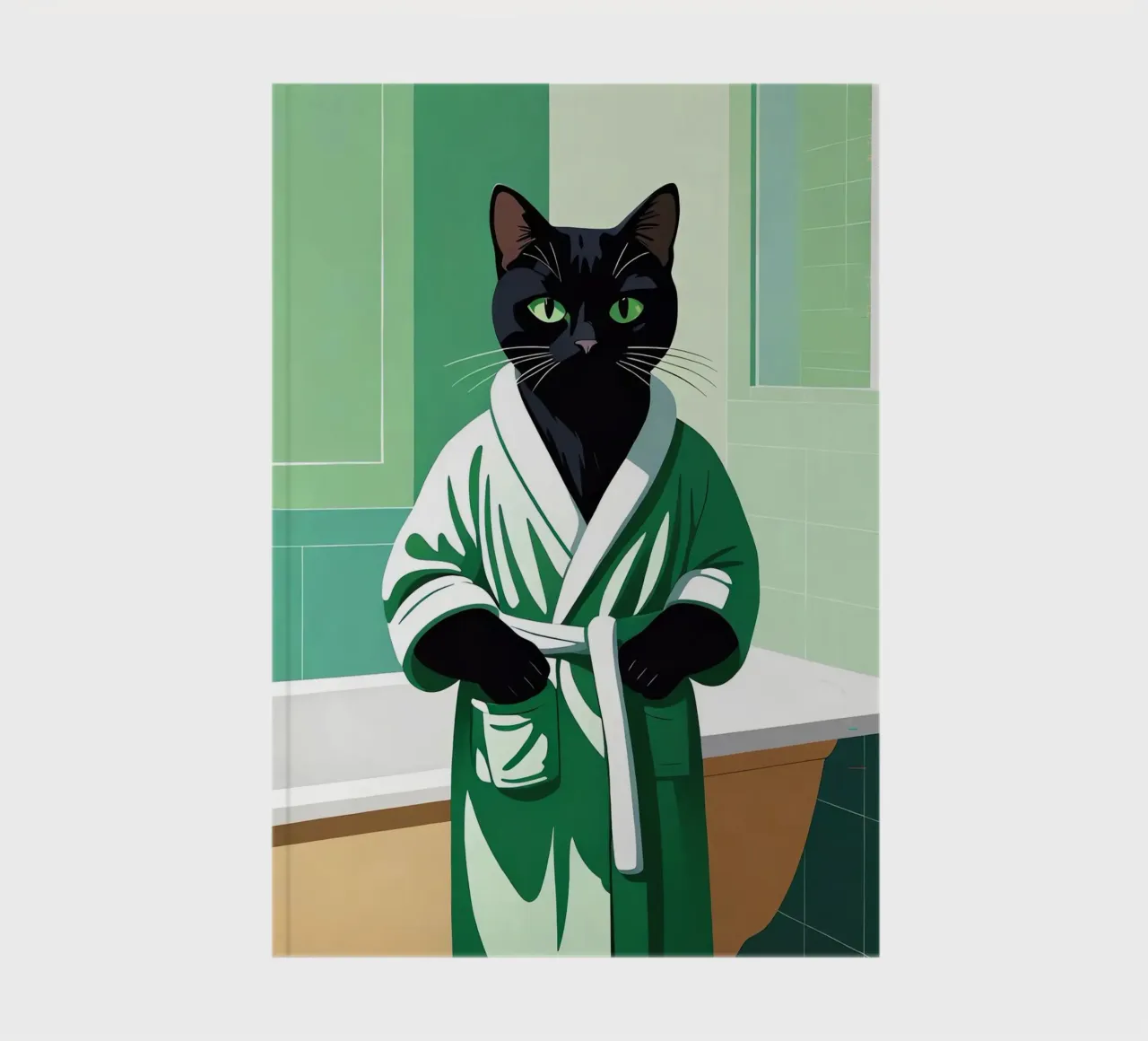 Cute Bathrobe Cat notebook by Arjun