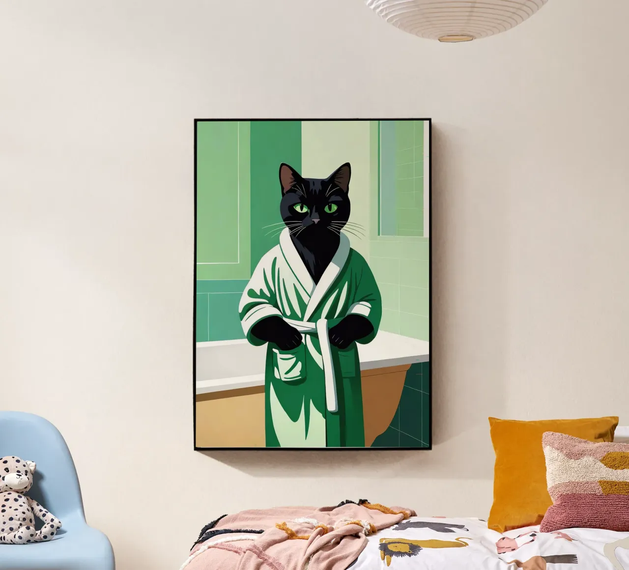 Gatto carino in accappatoio plexiglass da Arjun