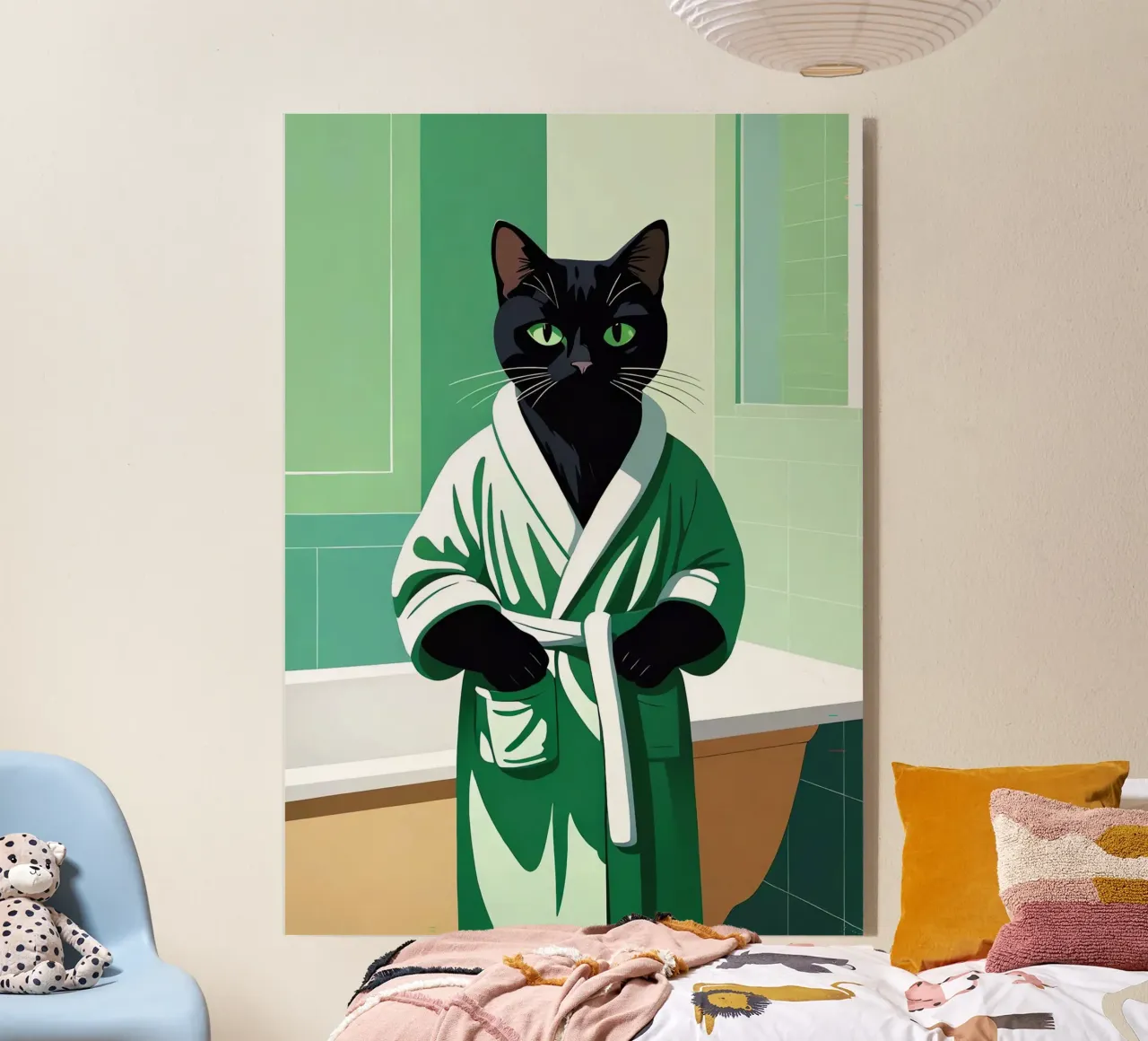 Gatto carino in accappatoio plexiglass da Arjun