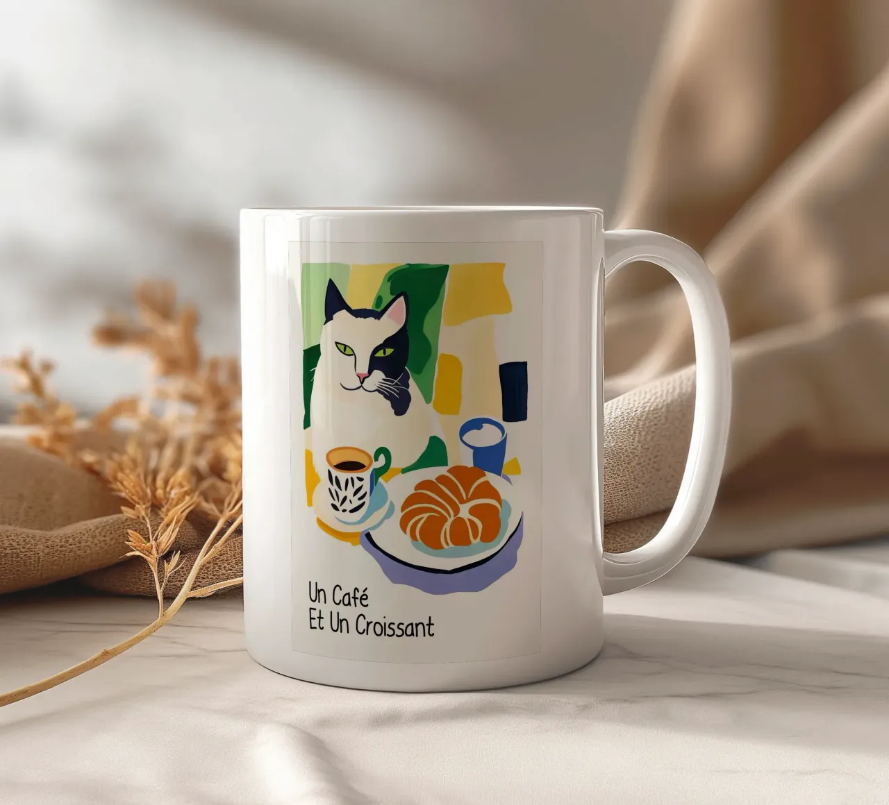 Französisches Frühstück Keramik Tasse von Arjun