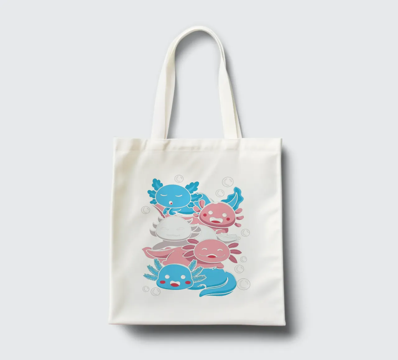 Playful axolotls borsa in juta da edsonramosart