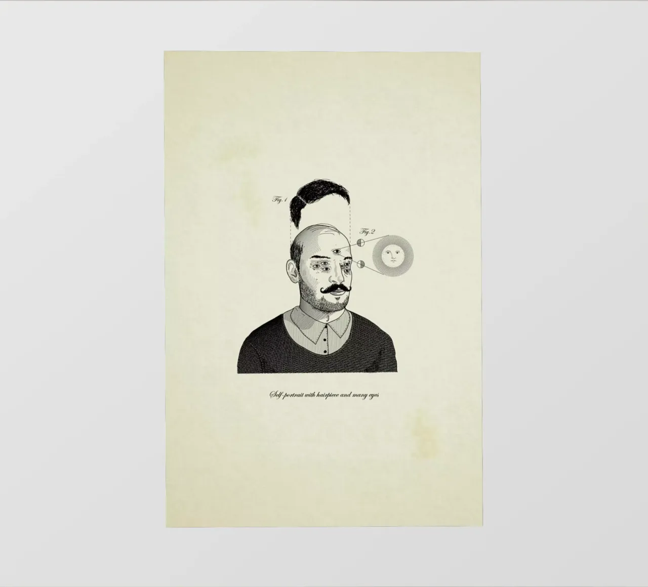 Self-portrait with hairpiece and many eyes pellicola backlit da Matteo Morelli