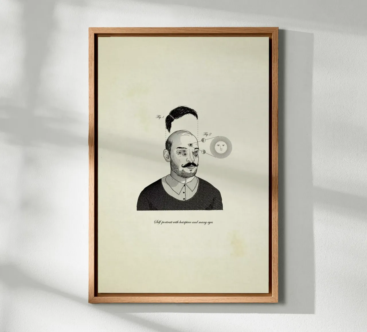 Self-portrait with hairpiece and many eyes tela con Cornice a cassetta da Matteo Morelli