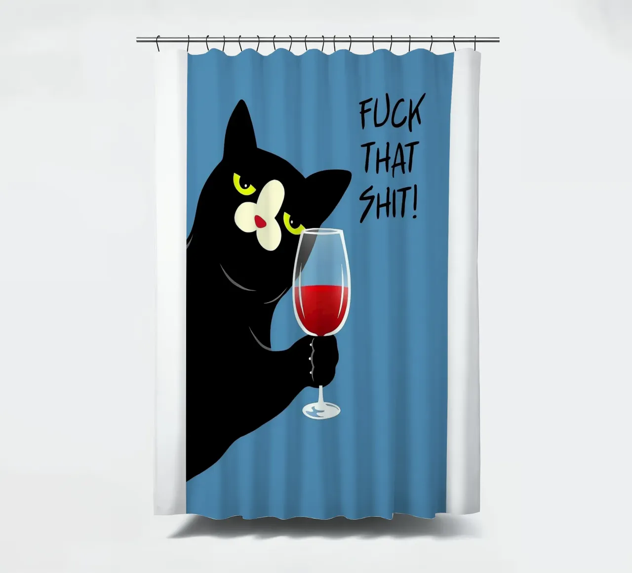 Black Cat And Red Wine shower curtain by Arjun