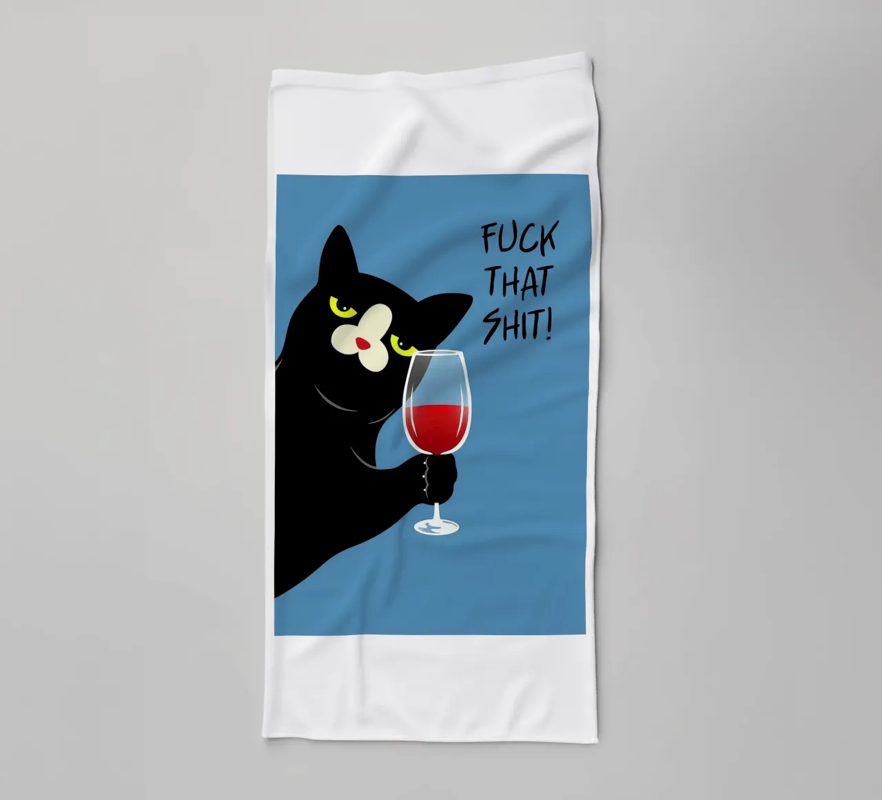 Black Cat And Red Wine towel by Arjun