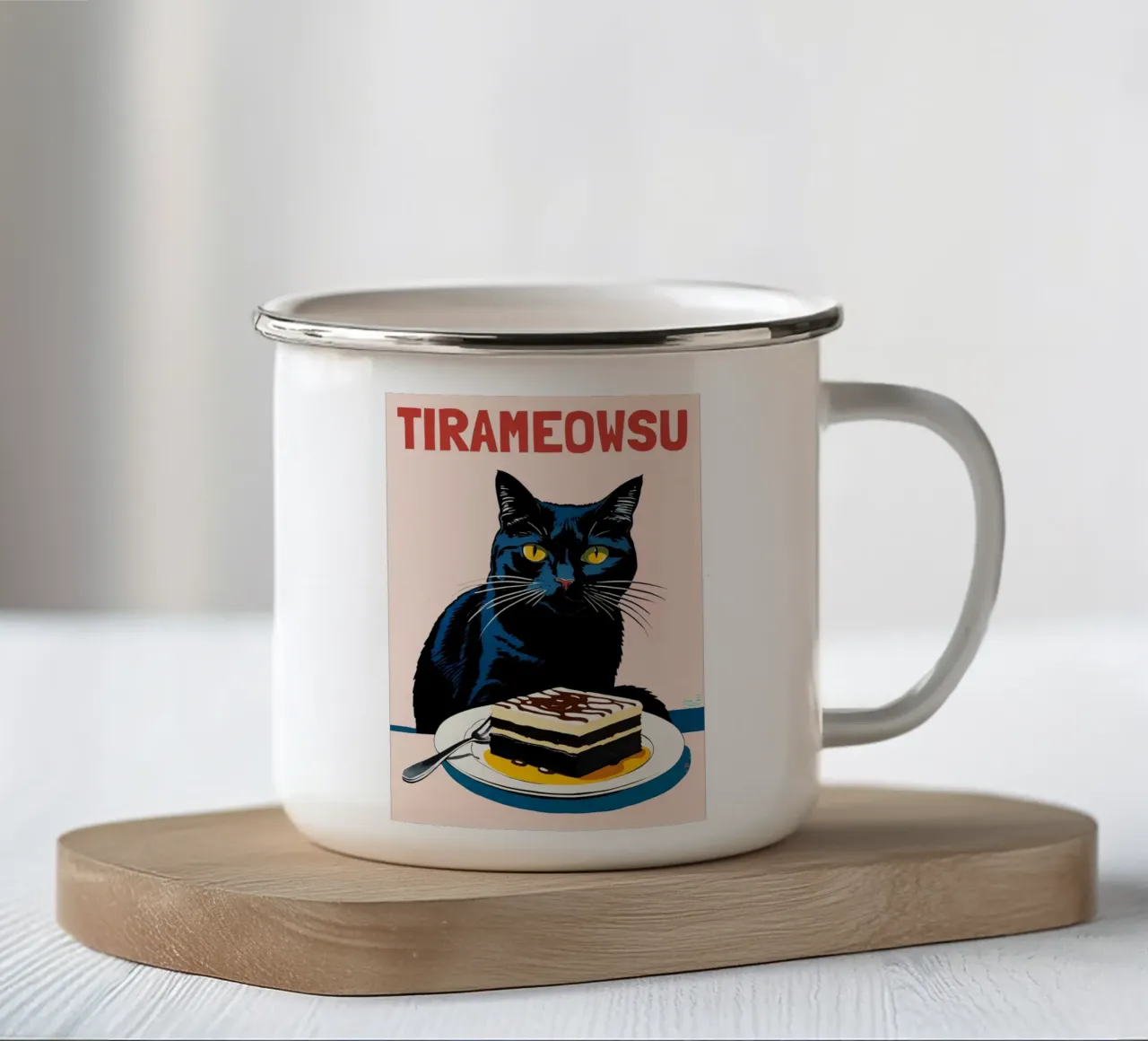 Gatto nero tazza in smalto da Arjun