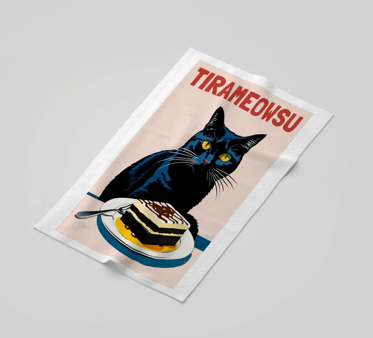 Black Cat beach towel by Arjun