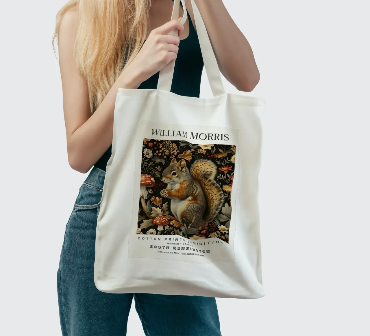 simpatico scoiattolo con fiori borsa in juta da Ropech Shop