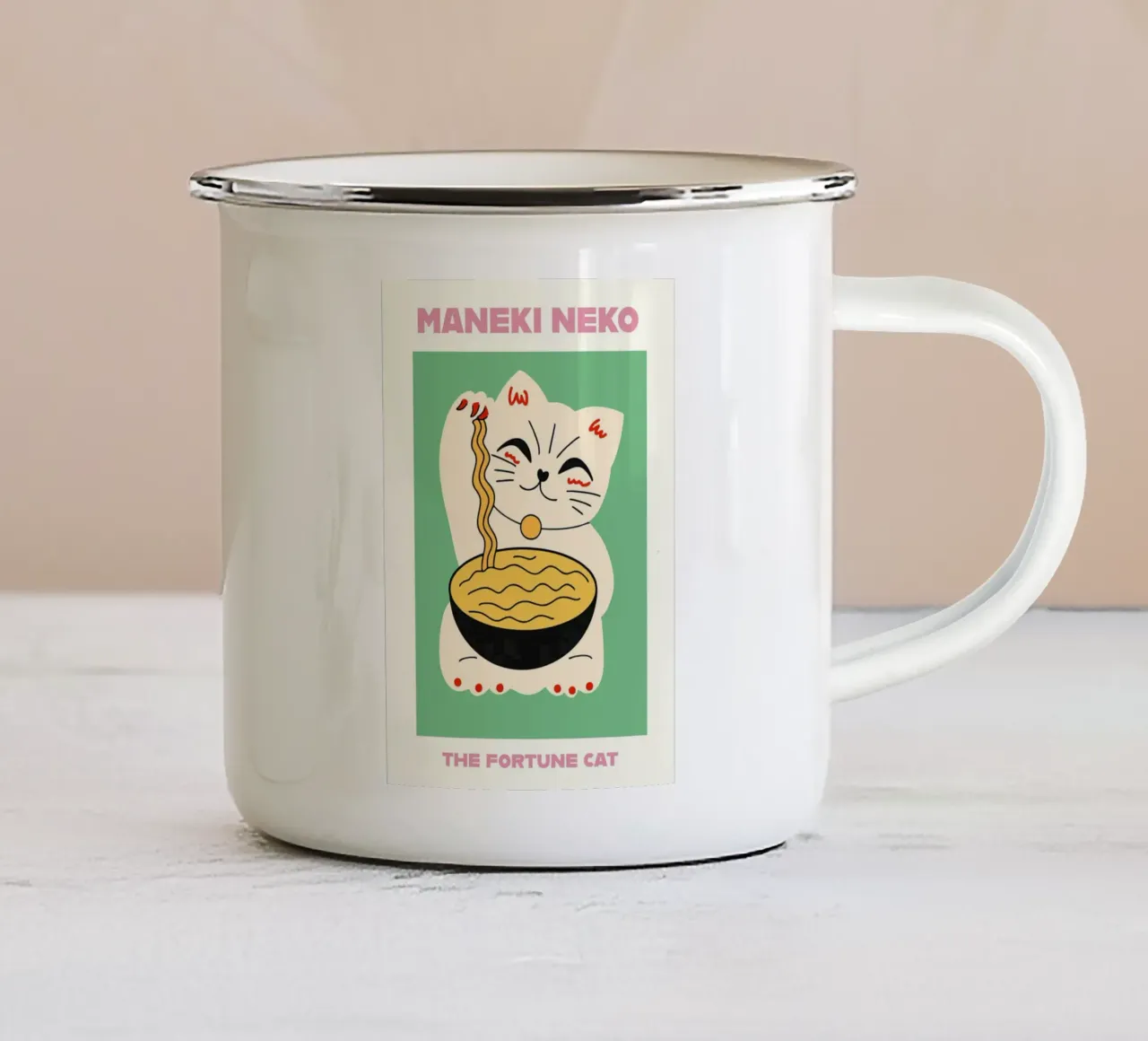 Maneki Neko tazza in smalto da INKFADE.CO