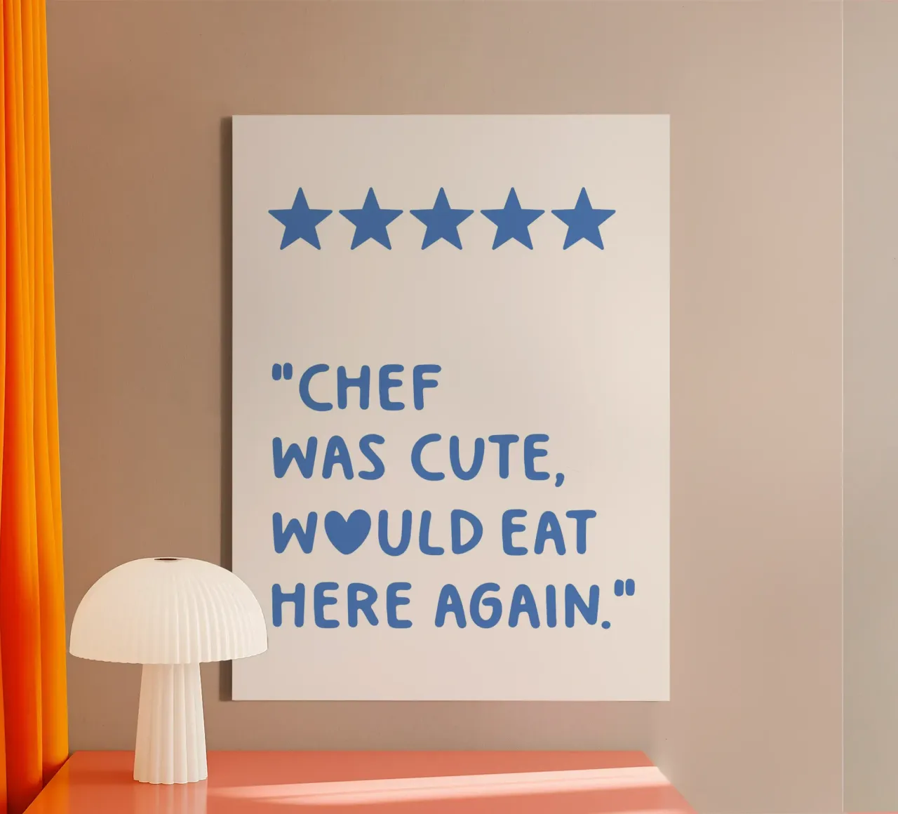 Chef-kok was leuk zou hier weer eten Quote (Blauwe toon) canvas met Baklijst van Paigaam Studio