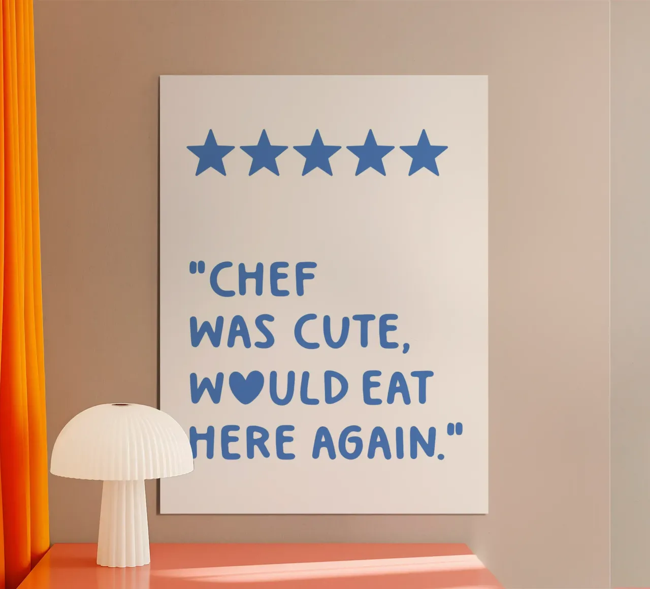Chefkoch war niedlich würde hier wieder essen Zitat (Blauton) Poster mit Kunststoffrahmen von Paigaam Studio