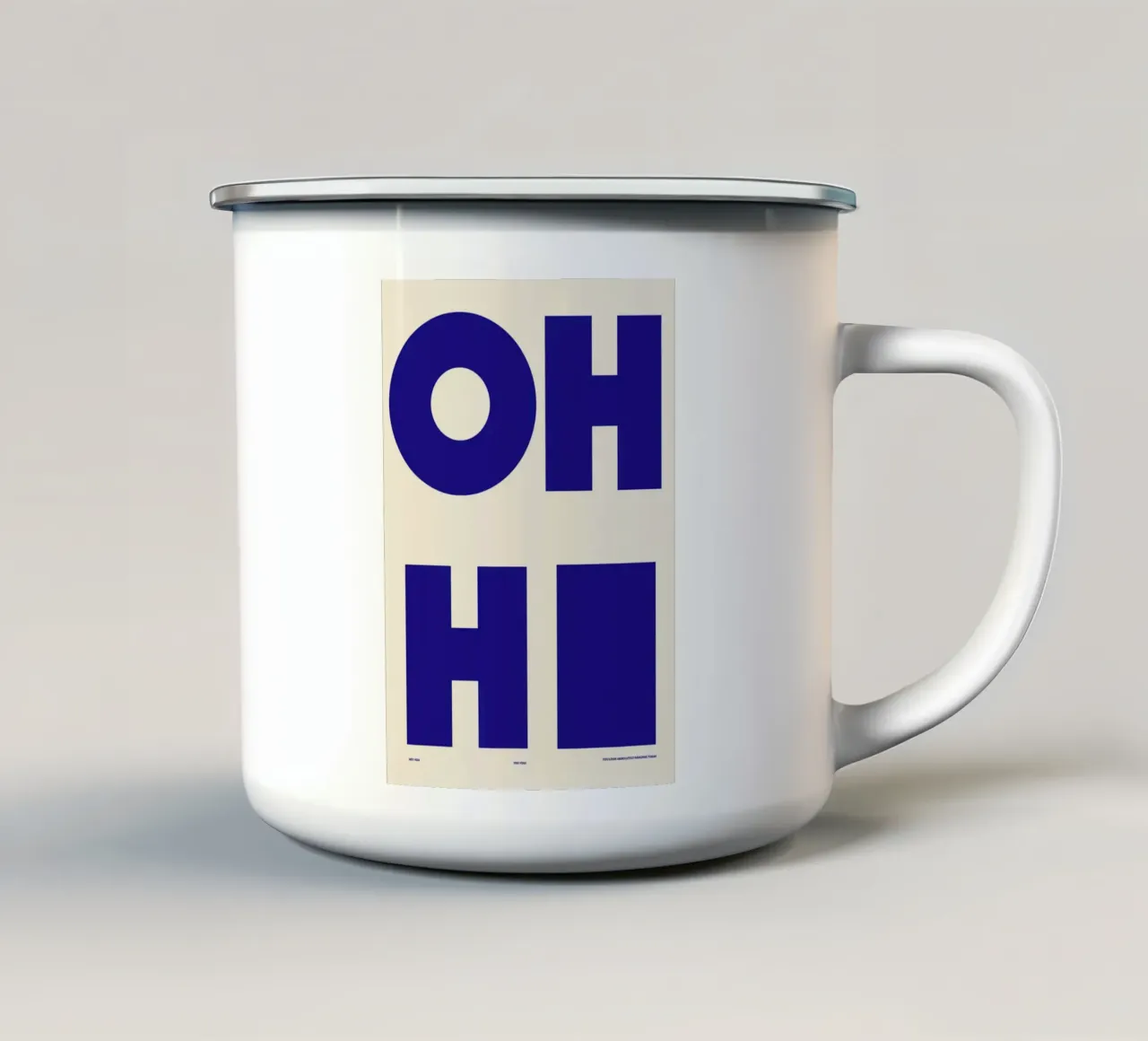 Tipografia OH HI tazza in smalto da INKFADE.CO