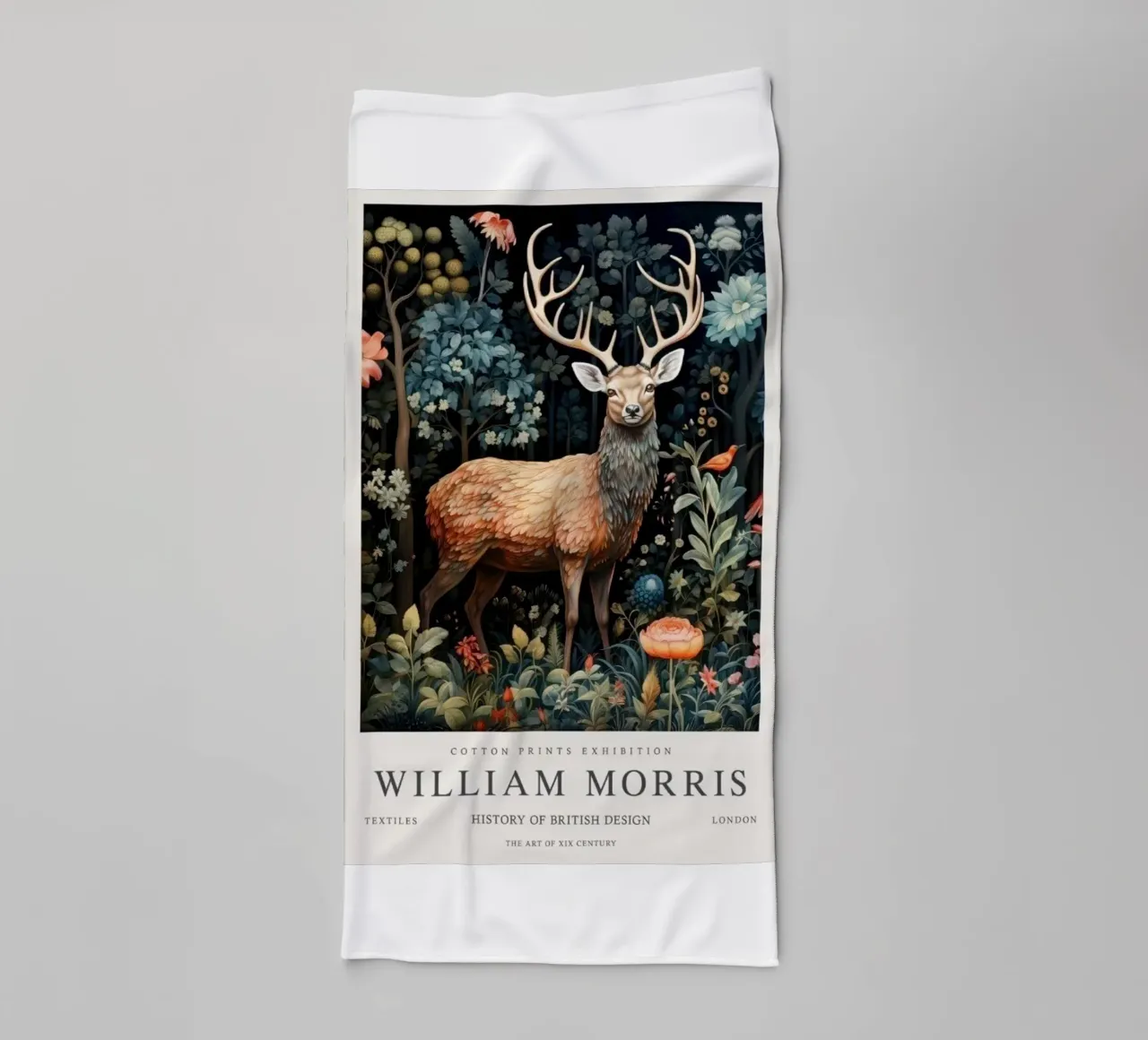 deer with majestic antlers in the middle of the forest towel by Ropech Shop