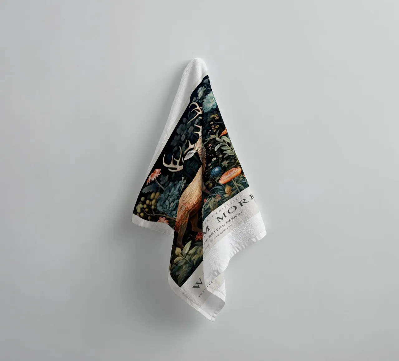 deer with majestic antlers in the middle of the forest towel by Ropech Shop