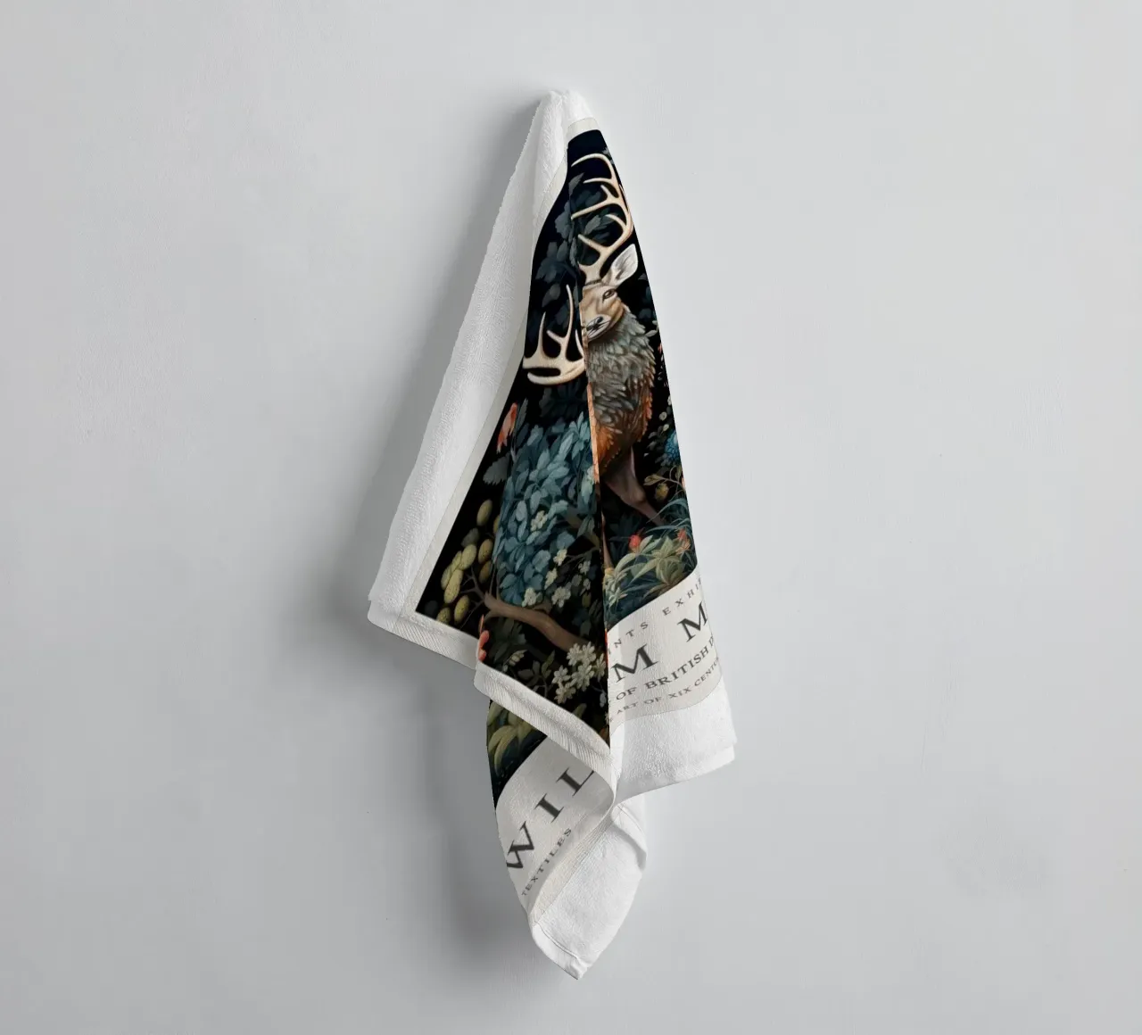 deer with majestic antlers in the middle of the forest towel by Ropech Shop