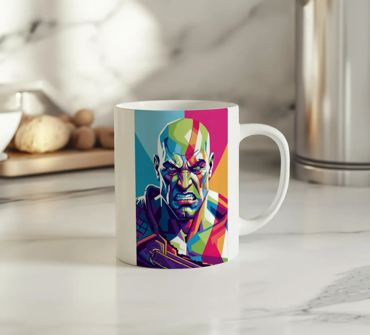 God Of War - WPAP art style (1) ceramic mug by Hantamrata