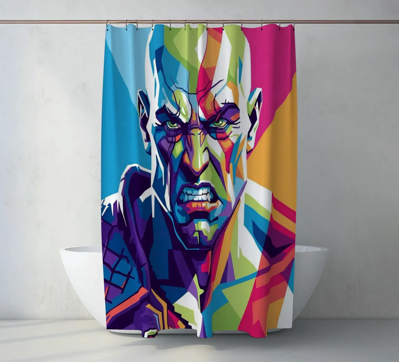 God Of War - WPAP art style (1) shower curtain by Hantamrata