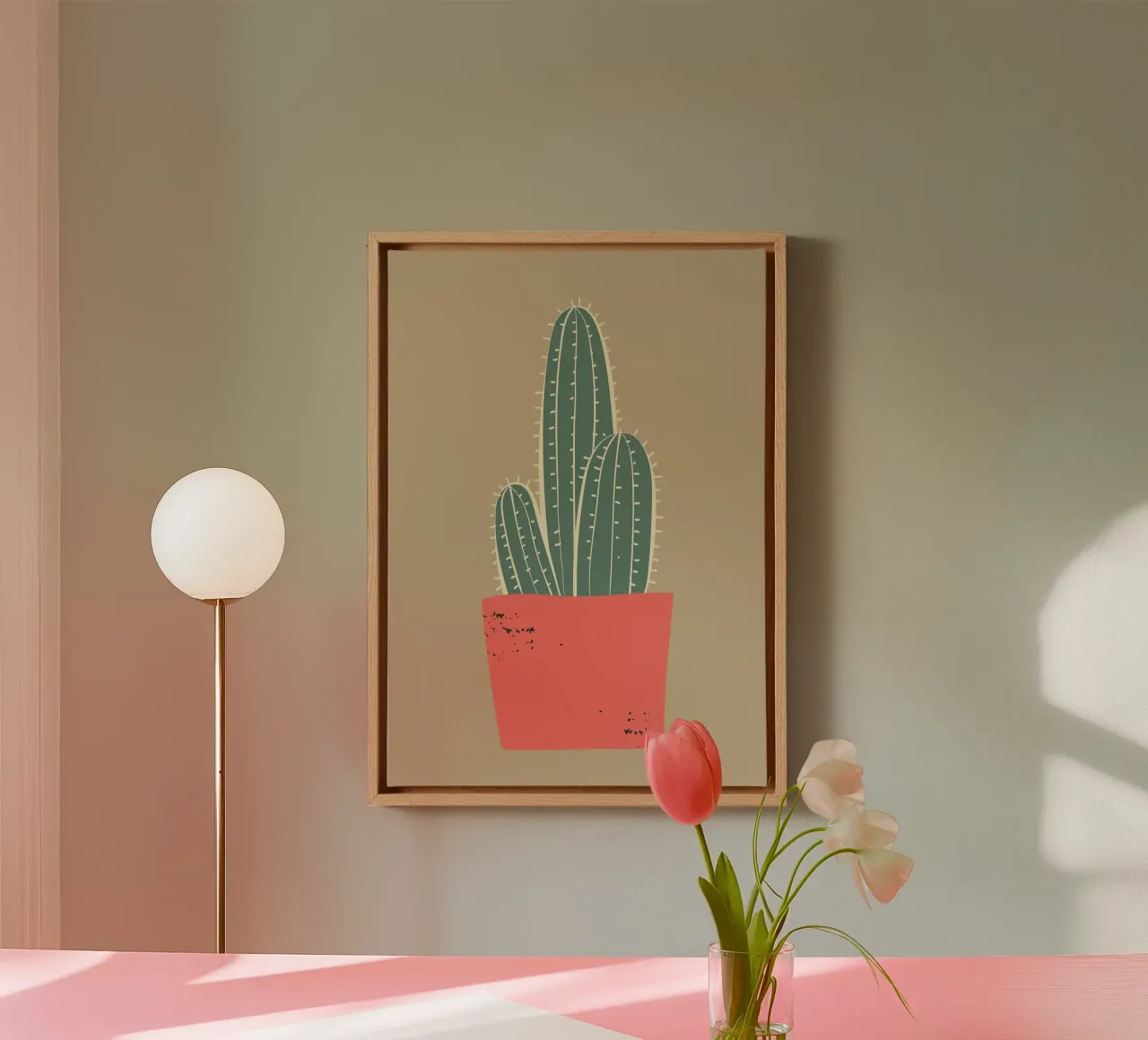 Cactus Abstract canvas met Baklijst van Jose