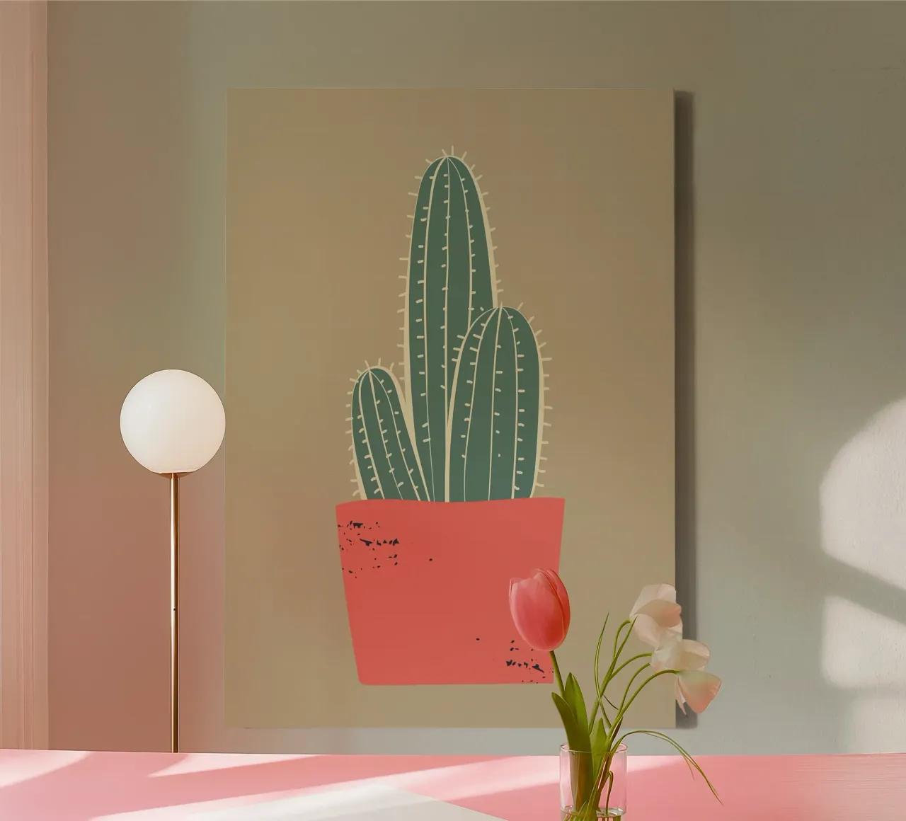 Cactus Abstract canvas met Baklijst van Jose