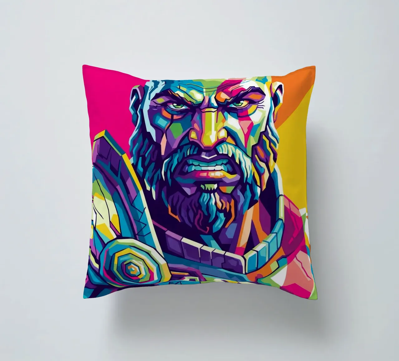 God Of War - WPAP art style (3) decorative cushion by Hantamrata