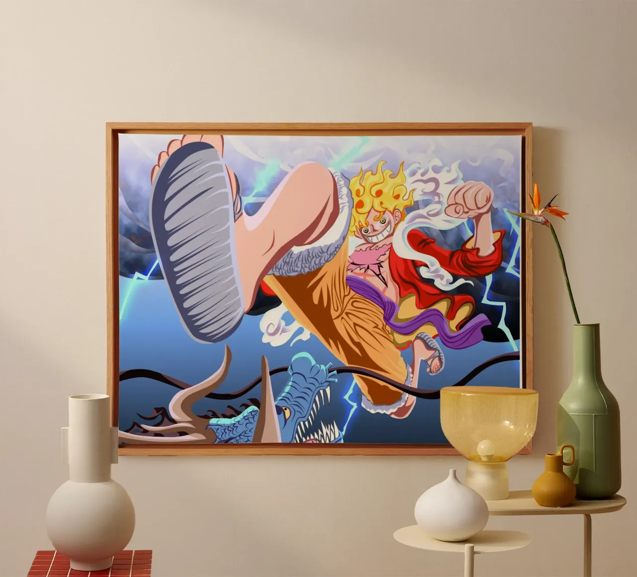 Monkey D Luffy VS Kaido tela con Cornice a cassetta da Musadad Shop