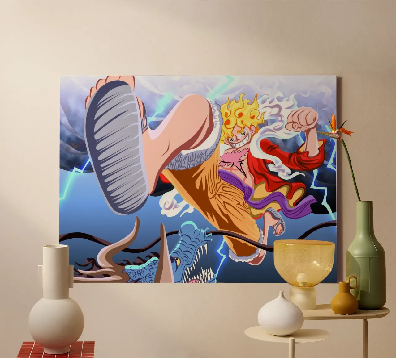 Monkey D Luffy VS Kaido tela con Cornice a cassetta da Musadad Shop