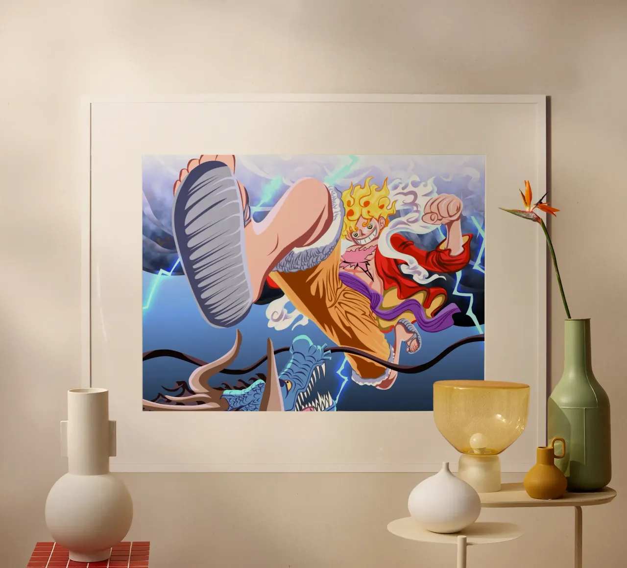 Monkey D Luffy VS Kaido poster con telaio in legno da Musadad Shop