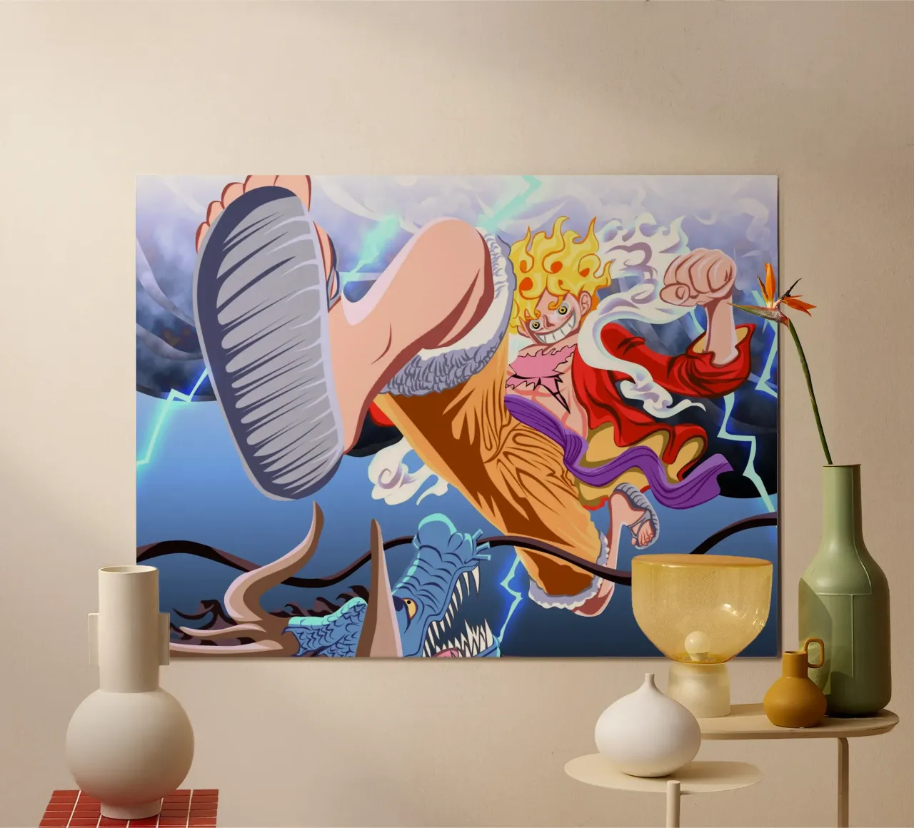 Monkey D Luffy VS Kaido poster con telaio in legno da Musadad Shop