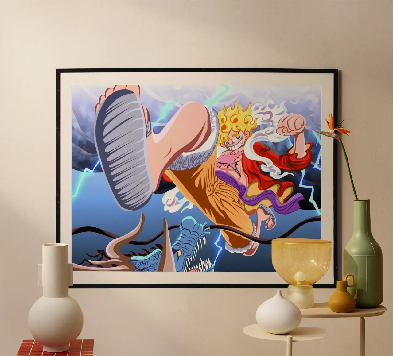 Monkey D Luffy VS Kaido poster con telaio in legno da Musadad Shop