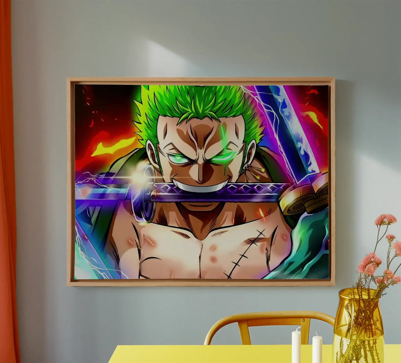 Roronoa Zoro tela con Cornice a cassetta da Musadad Shop
