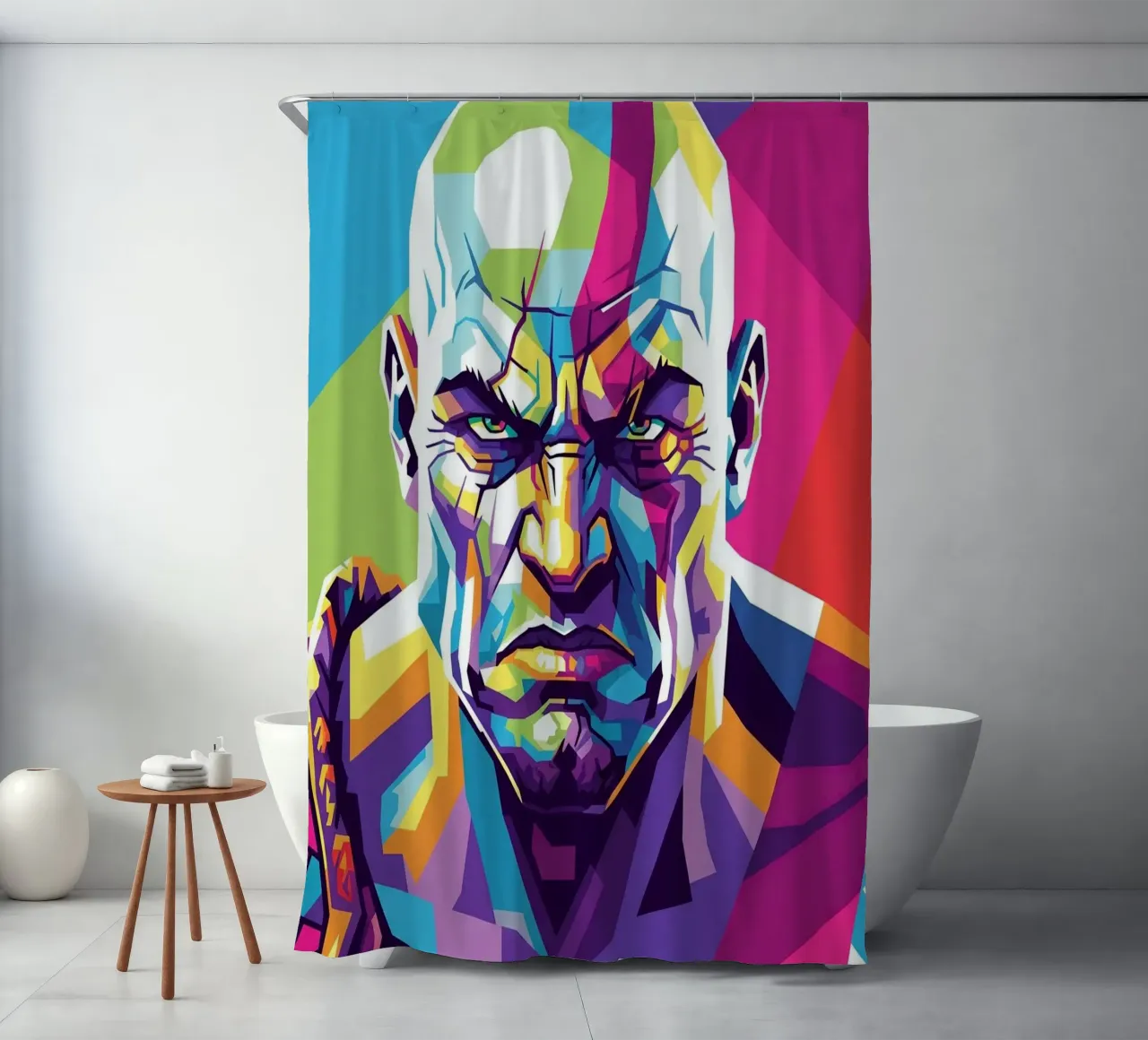 God Of War - WPAP art style (4) shower curtain by Hantamrata